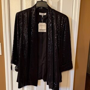 Kasper Women's Black Sequin Blazer 3/4 sleeves, cuffs